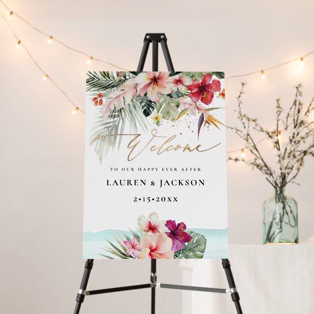 ArtsApp Tropical Paradise by the Shore Welcome Foam Board (In Situ (Stand))