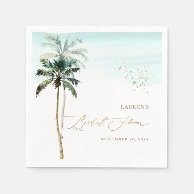 ArtsApp Tropical Paradise Faux Gold Calligraphy Napkins (Front)