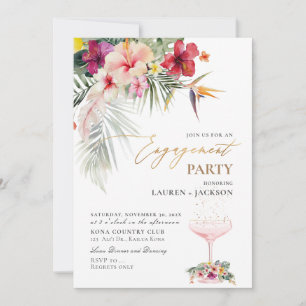 ArtsApp Tropical Paradise Faux Gold Engagement Invitation