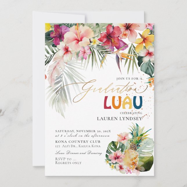 ArtsApp Tropical Paradise Graduation Luau Invitation (Front)