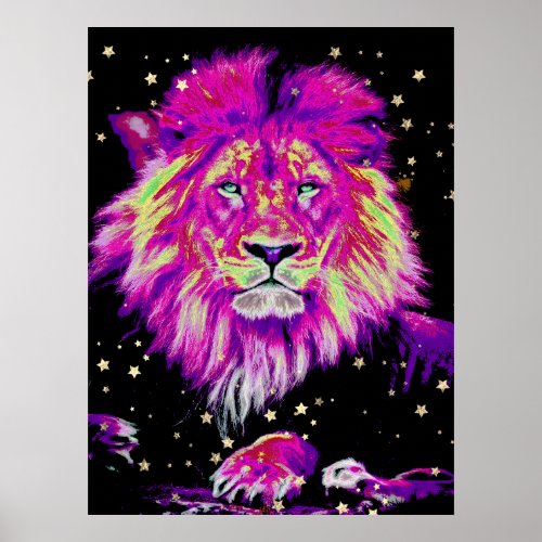  Artsy Abstract Artistic Celestial LION AP23   Poster