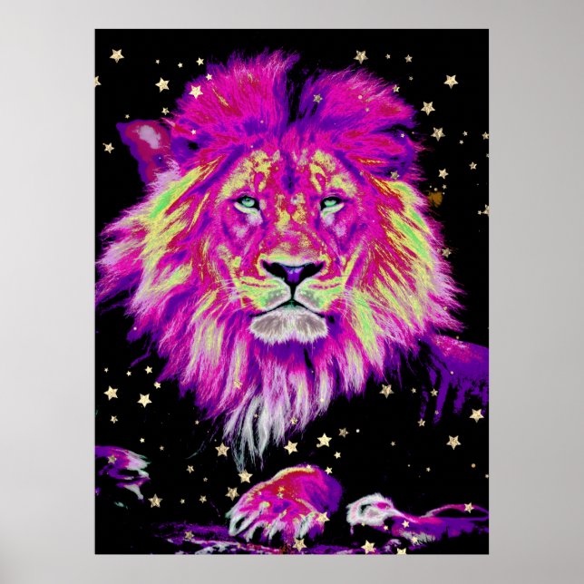 *~* Artsy Abstract Artistic Celestial LION AP23   Poster (Front)