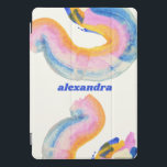 Artsy Abstract Blue and Yellow Watercolor Name   iPad Pro Cover<br><div class="desc">Personalized Artsy Abstract Blue and Yellow Watercolor Name iPad Case</div>