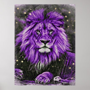 *~* Artsy Abstract Bold Celestial LION AP23 Violet Poster