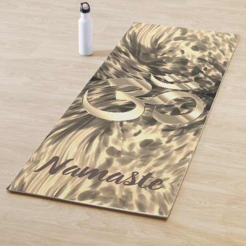 Artsy abstract gold brown paint strokes OM  Yoga Mat