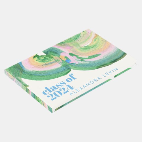 Artsy Abstract Green Watercolor Graduation 2024 Guest Book