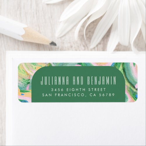 Artsy Abstract Green Watercolor Return Address Label