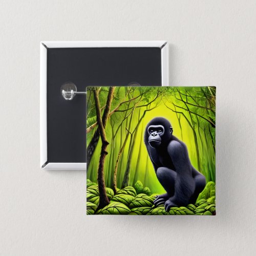 Artsy Abstract Jungle Gorilla Button