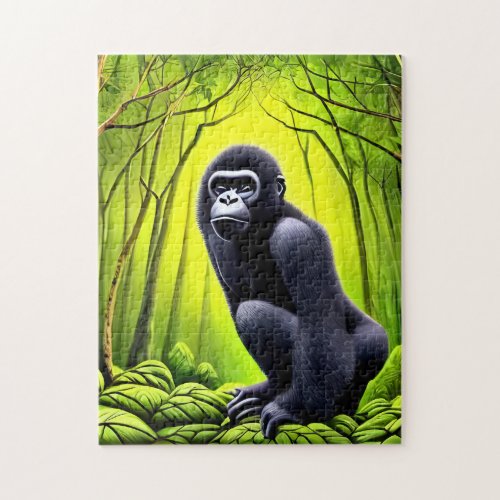Artsy Abstract Jungle Gorilla Jigsaw Puzzle