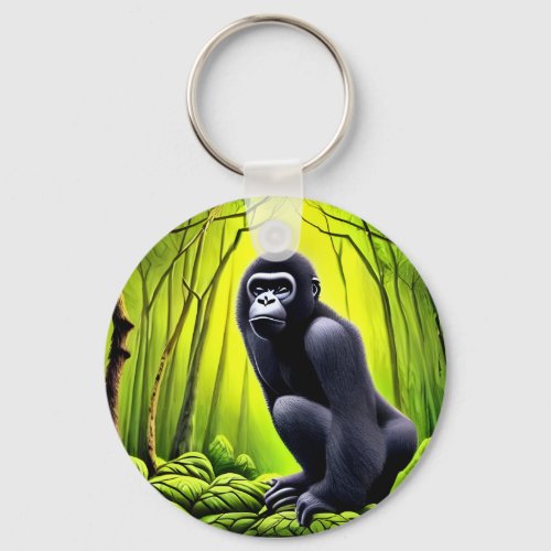 Artsy Abstract Jungle Gorilla Keychain