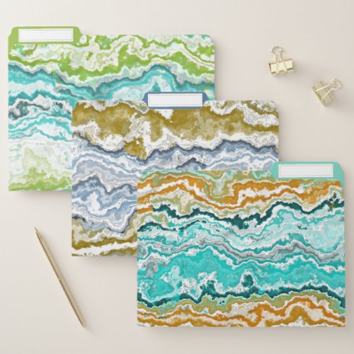 Artsy Abstract Minerals Agate Marble Pattern File Folder