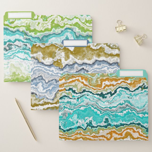 Artsy Abstract Minerals Agate Marble Pattern File Folder (Set)