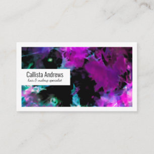 Artsy Abstract Modern Black Purple Tie Dye Business Card