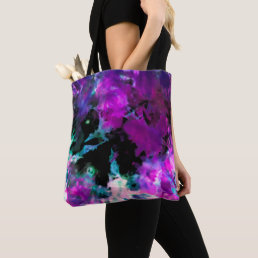 Artsy Abstract Modern Black Purple Tie Dye Tote Bag