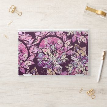 Artsy Abstract Pink Purple Hand Drawn Floral Print Hp Laptop Skin by pink_water at Zazzle