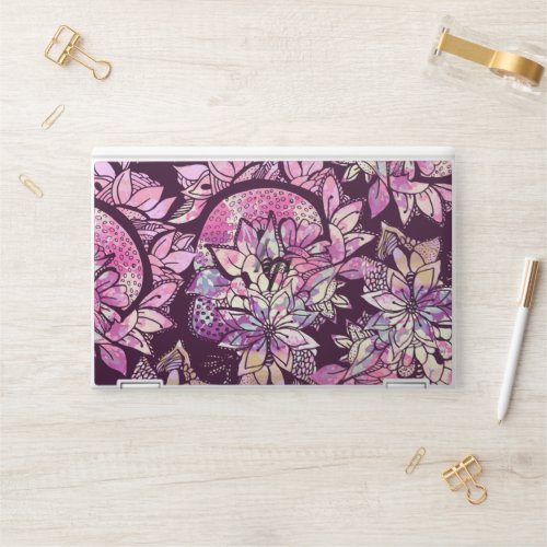 Artsy Abstract Pink Purple Hand Drawn Floral Print HP Laptop Skin