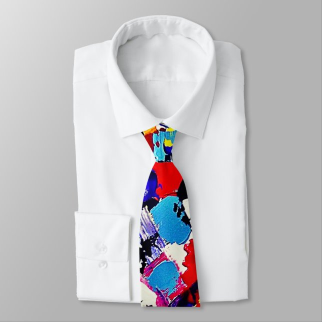 Artsy Abstract Print Tendy Neck Tie (Tied)