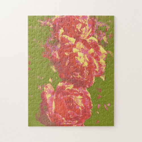Artsy Abstract Rose Art Pink Yellow Puzzle