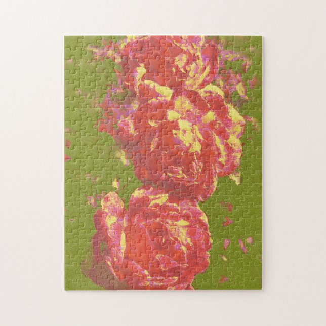 Artsy Abstract Rose Art Pink Yellow Puzzle (Vertical)