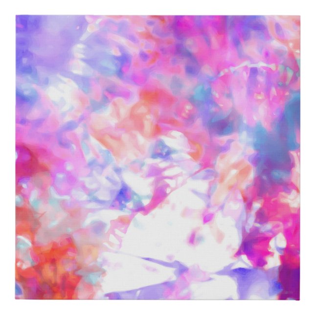 Artsy Abstract Summer Pink Purple Orange Tie Dye Faux Canvas Print (Front)