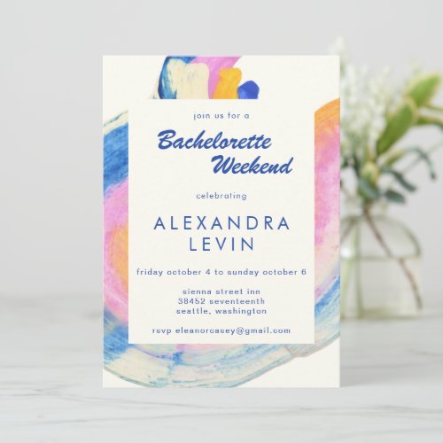 Artsy Abstract Watercolor Bachelorette Weekend  In Invitation
