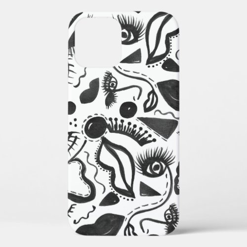 Artsy Abstraction Faces Lips Geometric Magic iPhone 12 Case