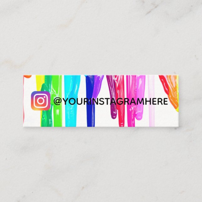 Artsy Acrylic Paint Drip Social Media Instagram Mini Business Card (Front)