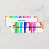 Artsy Acrylic Paint Drip Social Media Instagram Mini Business Card (Front/Back)