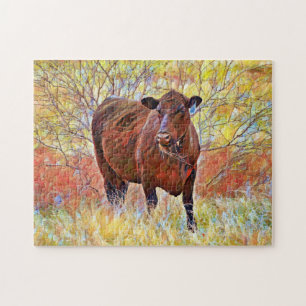 Artsy Angus Cow Art Colorful Puzzle