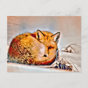 *~* Artsy Animal Red Fox Ap18 Artistic Wildlife Postcard