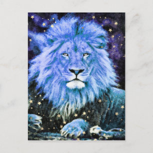 ~ Artsy AP23 Artistic Celestial  Blue LION Postcard