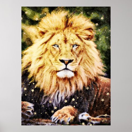  Artsy AP23 Artistic Celestial  Golden LION Poster