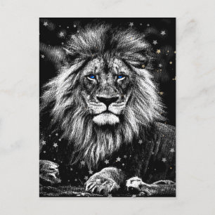 *~* Artsy AP23 Artistic Celestial SILVER LION Postcard