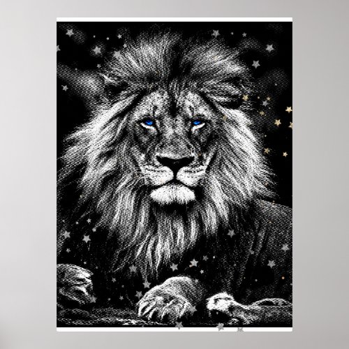  Artsy AP23 Artistic Celestial  SILVER  LION Poster