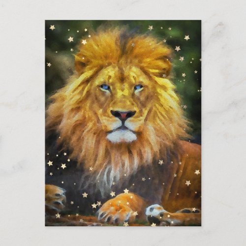  Artsy AP23 Artistic Celestial  Watercolor LION Postcard