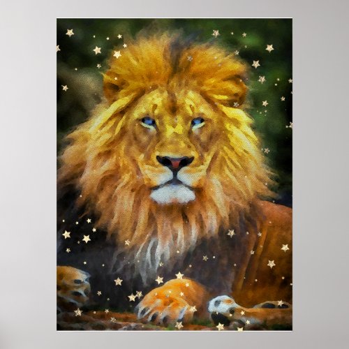  Artsy AP23 Artistic Celestial  Watercolor LION Poster