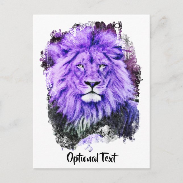 *~* Artsy AP23 Artistic Painting Purple LION Postcard (Front)