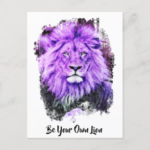 *~* Artsy AP23 Artistic Painting Violet LION Postcard