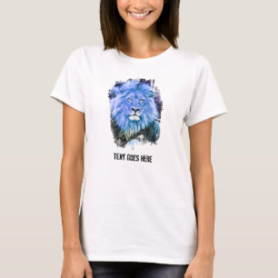*~* Artsy AP23 Blue Artistic LION Painting T-Shirt