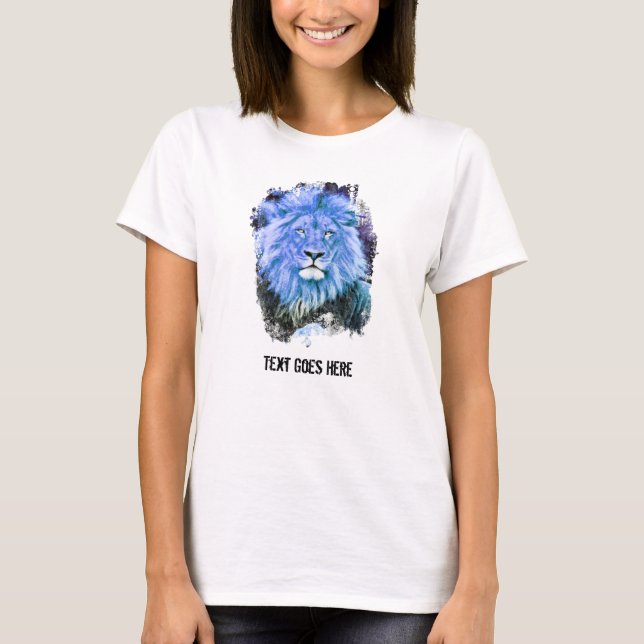 *~* Artsy AP23 Blue Artistic LION Painting T-Shirt (Front)