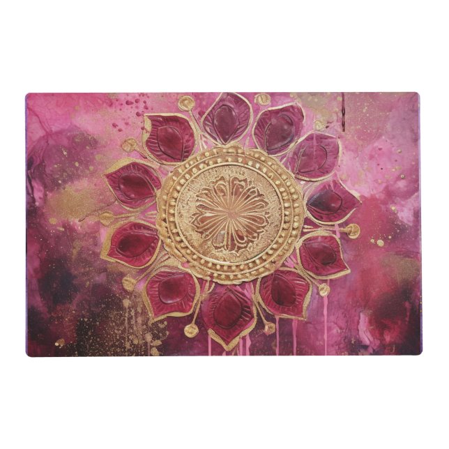 *~* Artsy AP2 PURPLE Mandala laminated placemat (Front)