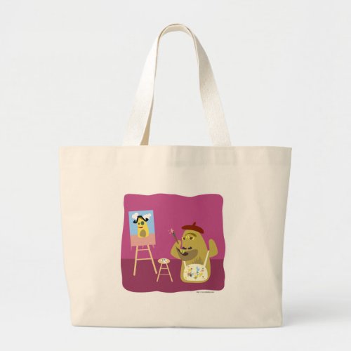 Artsy Artist Monster Fun Character Cartoon Design Large Tote Bag