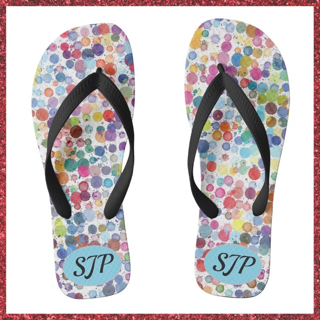 Artsy Artistic Paint Splattter Colorful Flip Flops (Creator Uploaded)
