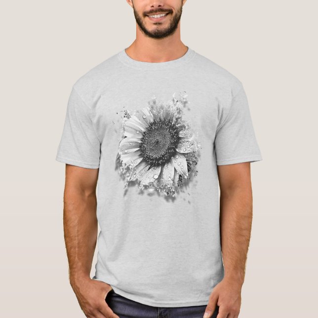 Artsy B&W Sunflower T-Shirt (Front)