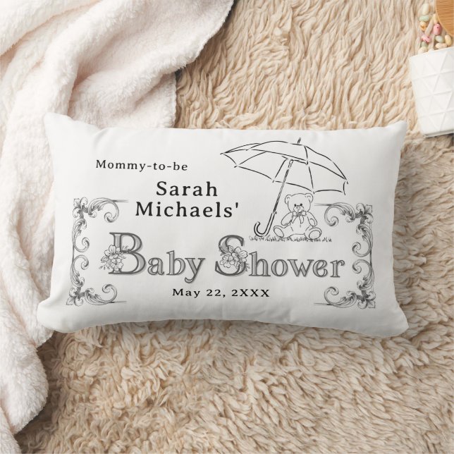 Artsy Baby Shower Mommy-to-be Lumbar Pillow (Blanket)