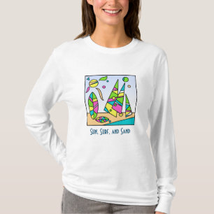 Artsy Beach Motif Long-Sleeved T-shirt