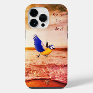 Artsy Beach Scene Bird Sea iPhone 14 Pro Max Case