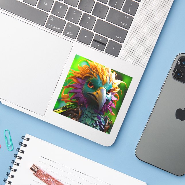 Artsy Bird Sticker (Laptop w/ iPhone)
