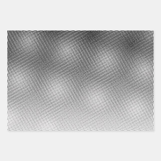 Artsy Black and White Moiré Pattern Wrapping Paper Sheets (Front)