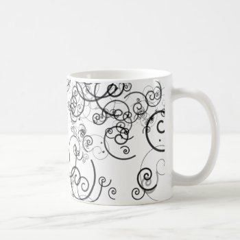Artsy Black And White Swirls Doodles Modern Coffee Mug by WandasStudio at Zazzle